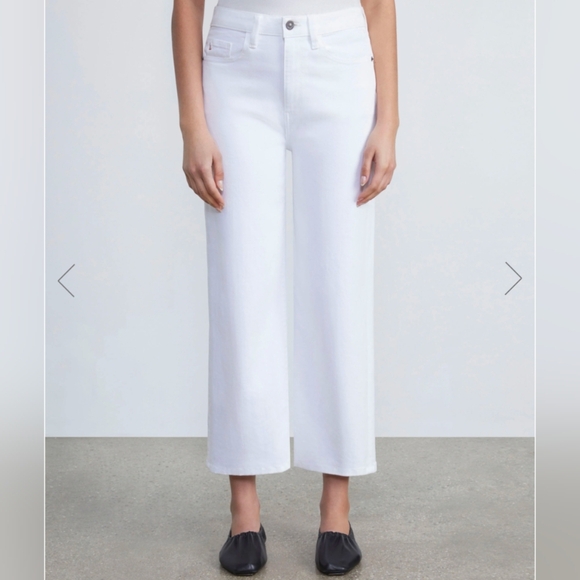 Lafayette 148 New York Womens Wyckoff White Ankle Wide Leg Jeans Denim Size 30 - Picture 1 of 16